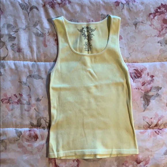 Yellow Ribbed Stretchy Tank - Picture 3 of 5